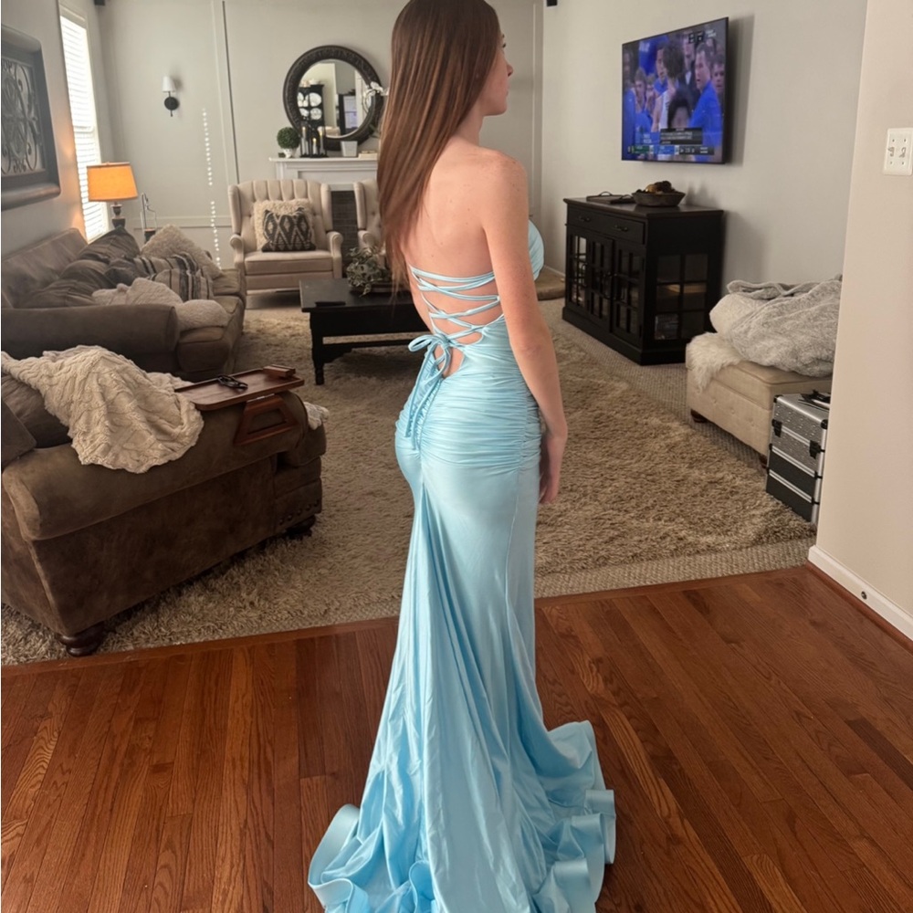 Light Blue Strapless Prom Dress